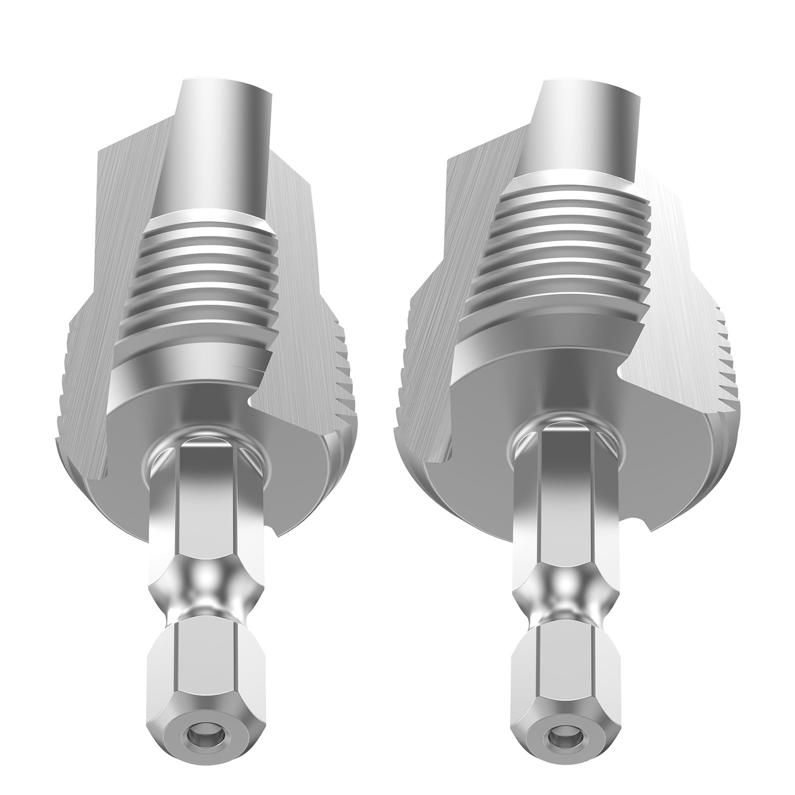 Grusce 2pcs 3 in 1 Thread Drill Bit Set Portable Hexagonal 4 Point and ...