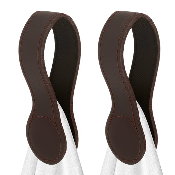 Grusce 2pcs Bath Towel Clip Leather Towel Rack Easy Access Bath Blanket Clip Space Saving Cloth Hanger Stable Fixing for Bathroom