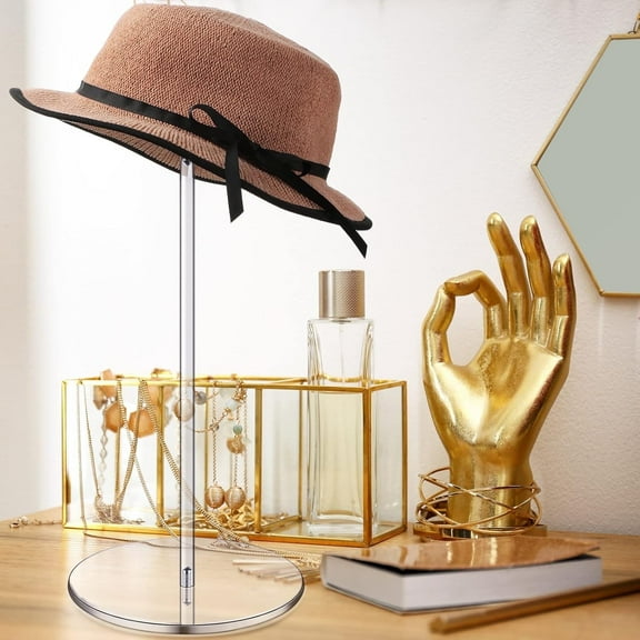 NUAHRHY 2pcs Hat Stand Acrylic Wig Display Rack Height Adjustable Hat Holder Easy to Organize Wig Showcase Stand Non Slip for Jewelry
