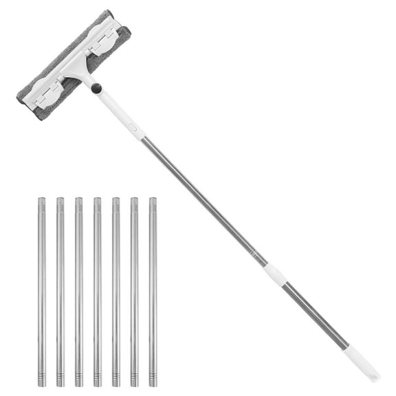 Grusce 3.9M/153inch Window Cleaning Pole Equipment, Adjustable Window Glass Squeegee Cleaning Kit with Rotatable Wipe Head Variable Angle, Window Washer Squeegee for Indoor Outdoor Window Washing