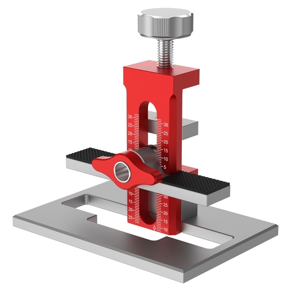 Grusce 3-in-1 Cabinet Door Mounting Jig with Support Base, Installation Positioner, Aluminium Alloy Cabinet Hardware Jig for Home Renovation Carpentry or Frameless Face Frame Cabinet Doors