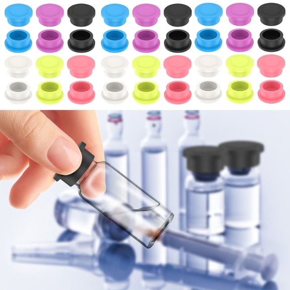 Grusce 36 Pack 3ml Vial Cap, 6 Colors Protective Vial Caps, Reusable Silicone Glass Vial Protective Cap for Easy Organization and Classification Lab Use