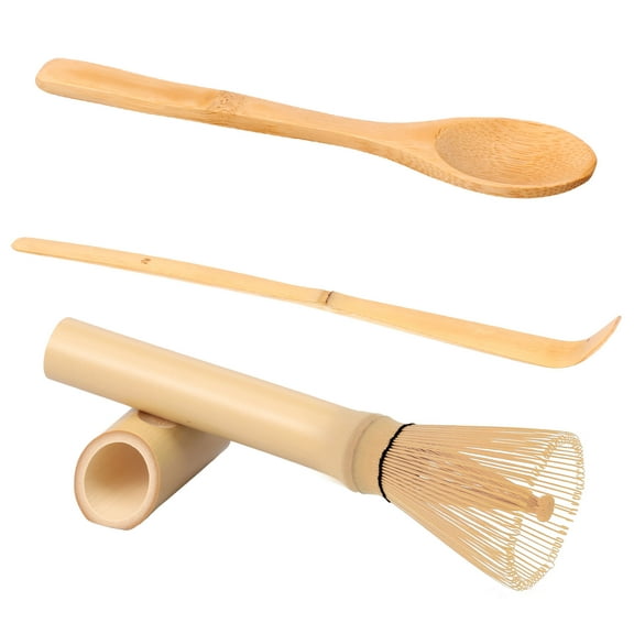 Grusce 3PCS Bamboo Matcha Whisk Scoop Set, Traditional Matcha Utensil with Long Handle for Tea Lovers Beginners