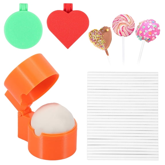 Grusce 3PCS Cake Pop Mold Set, Reusable Plastic Sphere Heart Shaped Cake Pop Cutter and Pusher Baking Supplies for Cookie Dessert