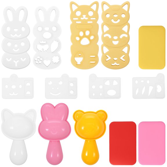 Grusce 3PCS Onigiri Mold Set, Cute Rice Ball Mold, Non Stick Sushi Maker, Reusable Rice Ball Press Multipurpose Sushi Maker Tool for Picnic Party, Dishwasher Safe