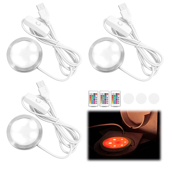 Grusce 3PCS RGB LED Lamp Kits, Remote Control Multicolor 3D Printing DIY Hardware Model Replacement Part, 5V/1A USB Powered Compatible with Bambu Lab X1C/P1P/P1S/X1/X1E/H2D
