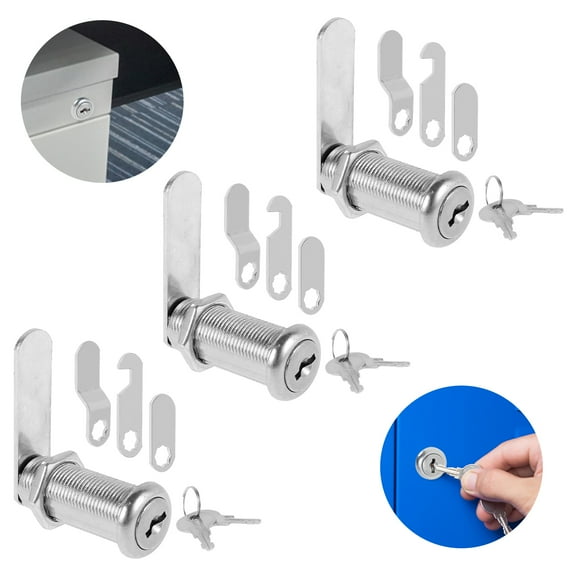 Grusce 3Pcs Cabinet Locks with Keys 1-1/2inch Cabinet Cam Locks Set Zinc Alloy RV Storage Locks Secure Drawer Lock Keyed Alike Mailbox Locks Cabinet Lock Replacement for Cabinet RV Drawers