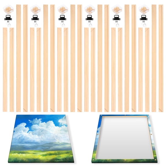 Grusce 4/6 Set Wood Canvas Stretcher Bar Kit 40x50cm Solid Wood Tenon Canvas Frame with Hardware Accessory DIY Art Stretching Frame for Oil Painting Art Craft Decor