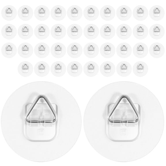 Grusce 40PCS Wall Plate Hangers for Display, Invisible Adhesive Picture Hanger Holders for Wall, Picture Hanging Vertical Hooks for Decorative Plates, Photo Frames, Paintings and Art