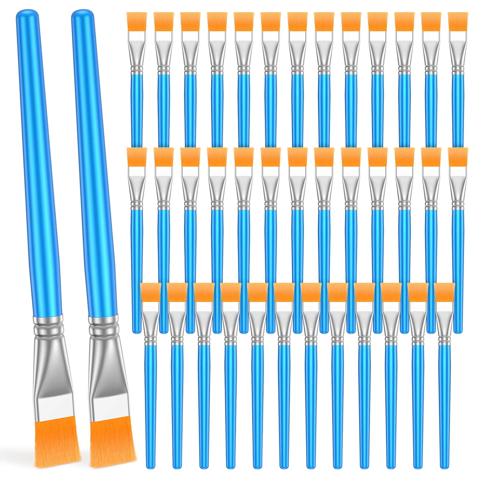 Grusce 40Pcs Flat Paint Brush Set 1 Inch Washable Big Craft Paint Nylon Hair Brush for Acrylic Watercolor Tempera Face Body Art