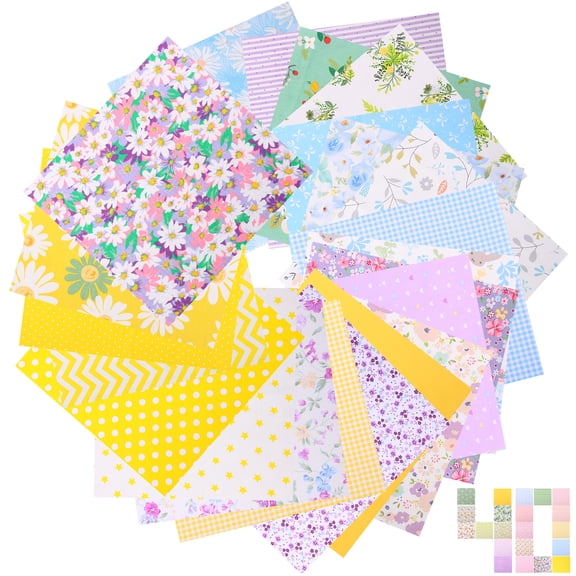 Grusce 40Pcs Quilting Patchwork Fabric Patchwork Cotton Fabric DIY Handmade Sewing Quilting in Different Designs for DIY Crafts Projects Supplies (10 x 10 Inches )