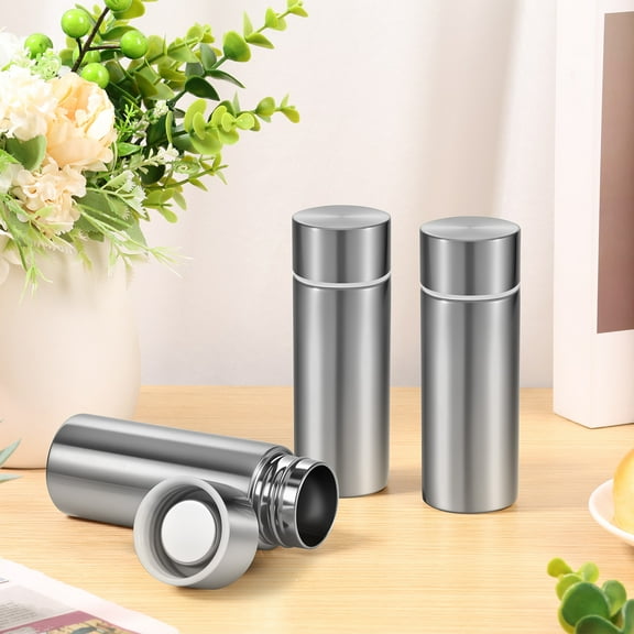 Grusce 4PCS Mini Stainless Steel Water Bottle, 120ml Insulated Water Bottle, Leakproof Travel Mug, Small Flask for Home School Office Camping