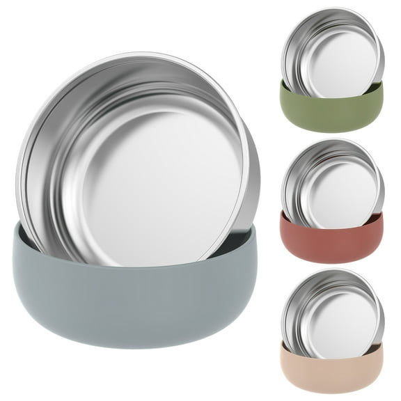 Grusce 4PCS Stainless Steel Baby Bowls with Removable Silicone Shell, 4 Colors Removable Silicone Bowl, Nonslip Toddler Food Bowl, Anti Scald for Food Feeding, Dishwasher Safe