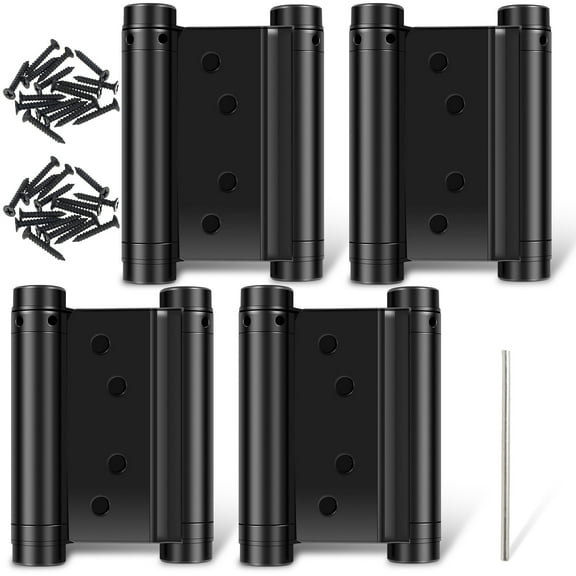 Grusce 4Pcs Double Action Spring Hinges Heavy Duty Stainless Steel Swinging Door Hinge Self Closing Saloon Door Hinges Adjustable Cafe Door Hinge Spring Door Hinges for Cafe Saloon Door