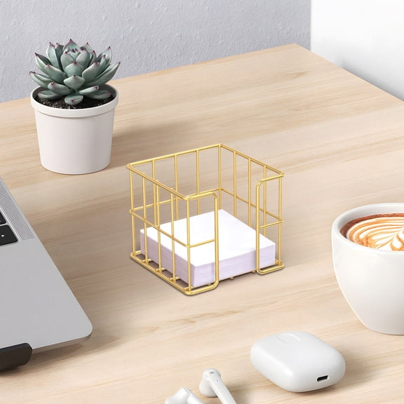 Grusce 4Pcs Memo Note Holder, Memo Cube Dispenser, 3.74"x3.74" Cute Mesh Desk Organizer for Notepad Pen Pencil, Home or Office Supply