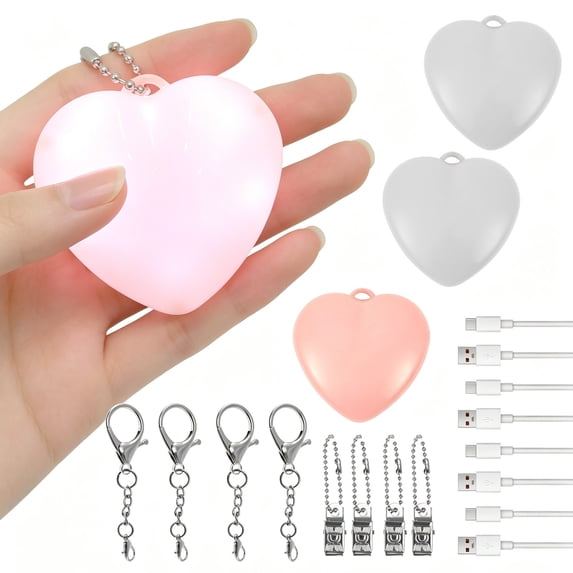 4 Pack Rechargeable Purse Light Automatic Sensor Handbag Light Touch Activated Heart LED Lamp Mothers Day Gift, Pink White