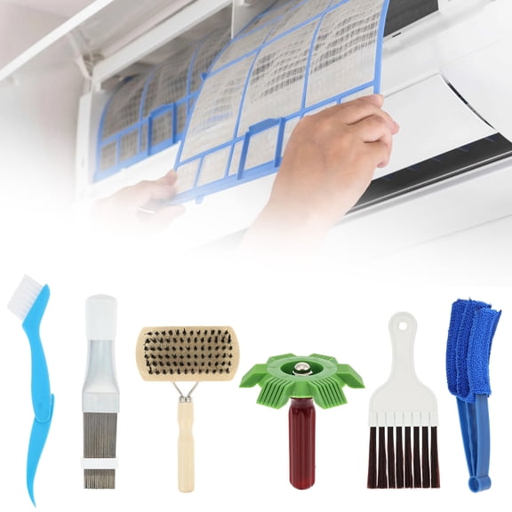 Grusce 6 Pack Air Conditioner Fin Cleaning Brush Kit, Condenser Coil Cleaning Tool Set, Professional AC Coil Cleaning Brush for Air Conditioner Radiator Evaporator Coils Refrigerator Fin Vents