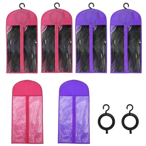 Grusce 6PCS Wig Bags Storage Nonwoven Wig Storage Dust Cover Effective Protection Hair Extension Organizer Bag