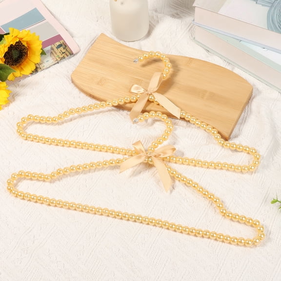 Grusce 6pcs Elegant Pearl Hanger for Suit High Strength Plastic Wedding Dress Hanger with Bow Decoration for Women Bride Bridesmaid