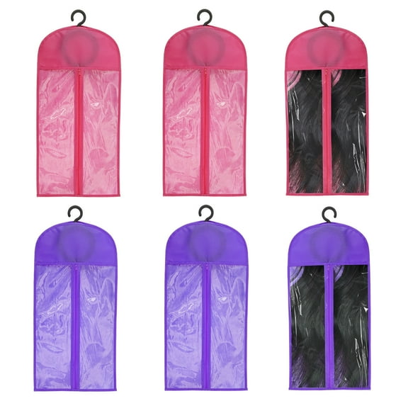 Grusce 6pcs Wig Bags Storage Nonwoven Wig Storage Dust Cover Effective Protection Hair Extension Organizer Bag Space Saving for Home