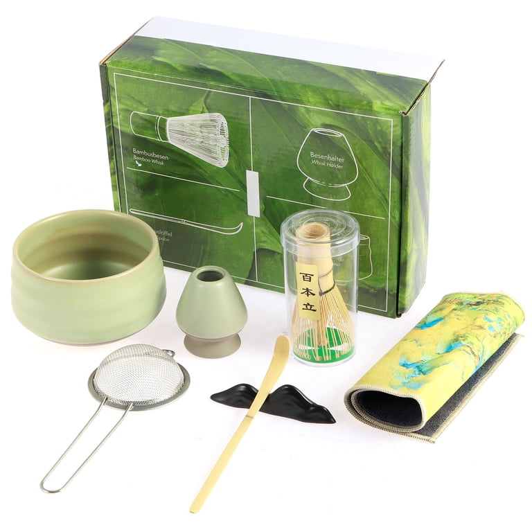 Matcha Whisk Set 5-Piece - Bamboo Whisk, Bowl, Scoop & Sifter For Japanese Ceremonial Tea
