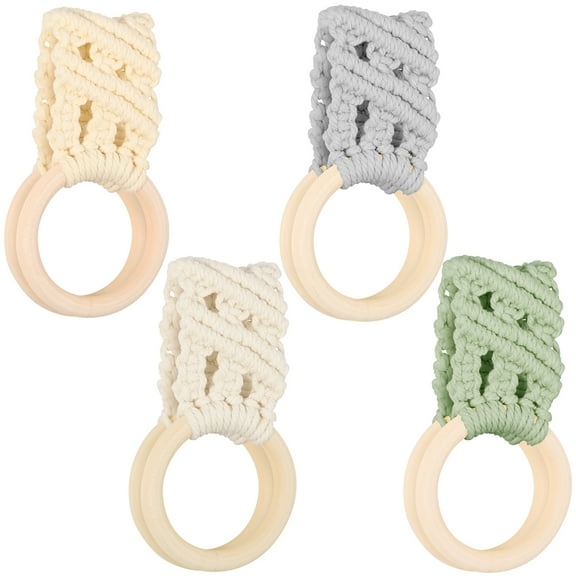Grusce 8PCS Crochet Towel Loop Ring Nonslip Knit Washcloth Holder Kitchen Dish Towel Holder Hook for Stove Dishwasher Cabinet Door