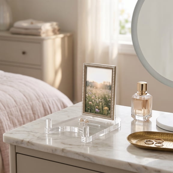 Grusce Acrylic Plate Stand for Display, Adjustable Clear Display Holder for 7" to 12" Platter, Book, Card, Frame, Picture, Artwork Plaque
