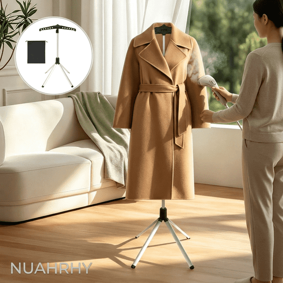 Garment Steamer Stand, Adjustable Height 29-58 Inch, 360° Rotating Clothes Hanger Stand, Portable Foldable Tripod Base for Home, Gown, & Dress Ironing, by NUAHRHY