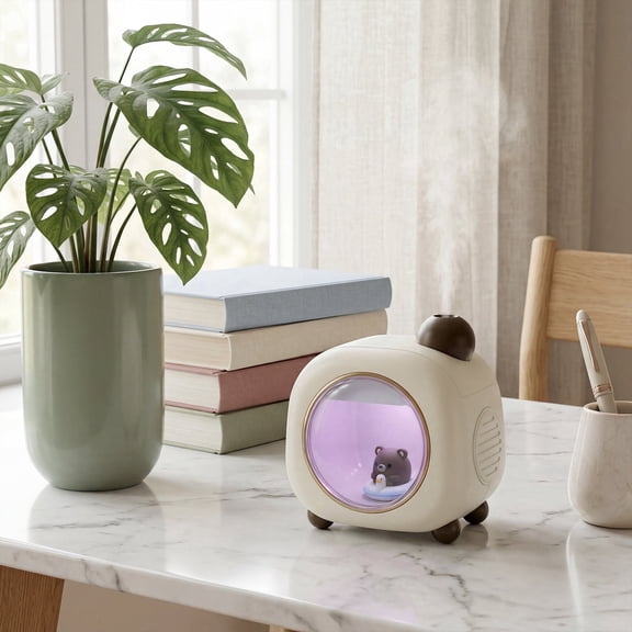 Portable Mini Humidifier - Cute Cartoon Desktop Air Humidifier with Night Light, 2 Mist Modes, 9H Auto Shut-Off for Bedroom, Office, Car, Desk Decor, NUAHRHY