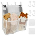 thumbnail image 1 of Grusce Bath Toy Storage, 2 Layers Large Capacity Bath Toy Holder, Quick Release Bathtub Toy Storage with Buttom Zipper, Bath Toy Organizer Basket Bin with 7 Pockets for Bathroom Toys, White, 1 of 11