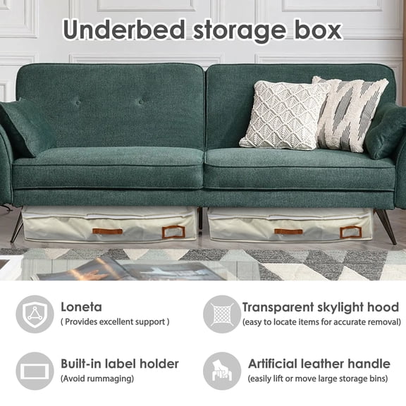 Grusce Bed Storage Box Multipurpose Under Bed Storage Organizer Large-Capacity Portable Under-Bed Organizer Container with Clear Lid and Handle Bed Storage Bags for Bedroom