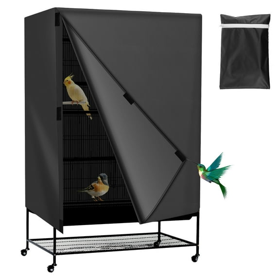 Grusce Bird Cage Cover Waterproof Oxford Cloth Pet Bird Cage Cover Multipurpose Black Birdcage Protector for Parakeet Parrot Cockatiel
