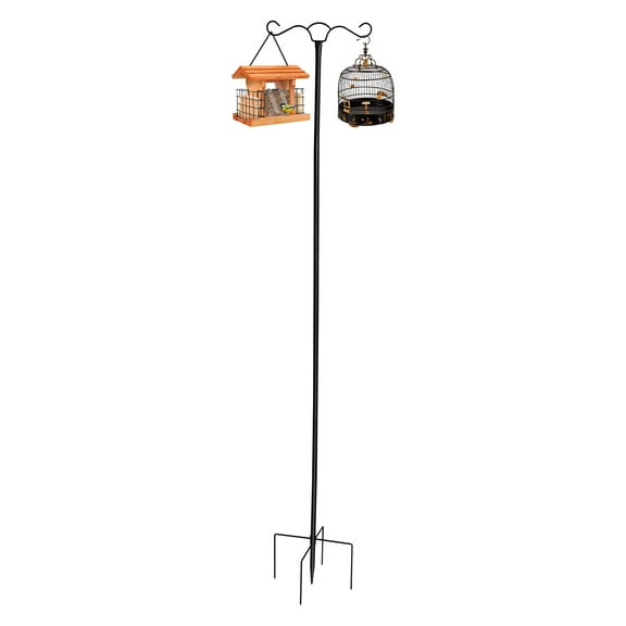 Grusce Bird Feeder Hanging Station Stand with 5 Prong Base, Rust Resistant Double Shepherds Hook, for Hanging Lantern Hummingbird Feeder