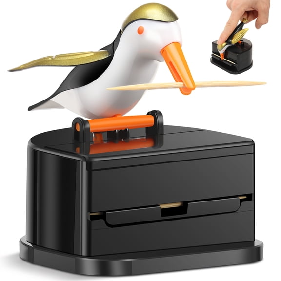 Grusce Bird Toothpick Dispenser, Press Type Fun Automatic Toothpick Holder, Dustproof Container for Home Restaurant BBQ