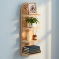 thumbnail image 1 of FUYGRCJ Boho Wall Shelf, 4 Tier Wooden Floating Shelves, Wall Mounted Plant Shelf, Arched Storage Shelves, Bohemian Style Wood Decorative Shelf for Living Room, Bedroom, 18.9 x 5.7 x 4.33inch, 1 of 12