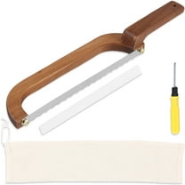 Grusce Bread Bow Cutter, 40cm Bread Bow Saw Knife with Replacement Blades, Bread Knife for Homemade Bread, Sourdough Bagel Baguettes Cake Fruit