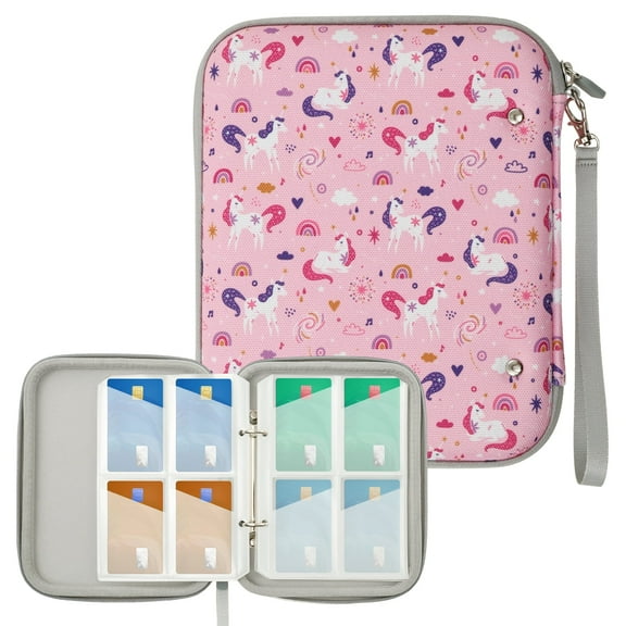 NUAHRHY Trading Card Binder with Sleeves, Sports Card Binder Collectible Trading Card Albums with 20 Removable Sleeves (Pink, 80 Pockets)