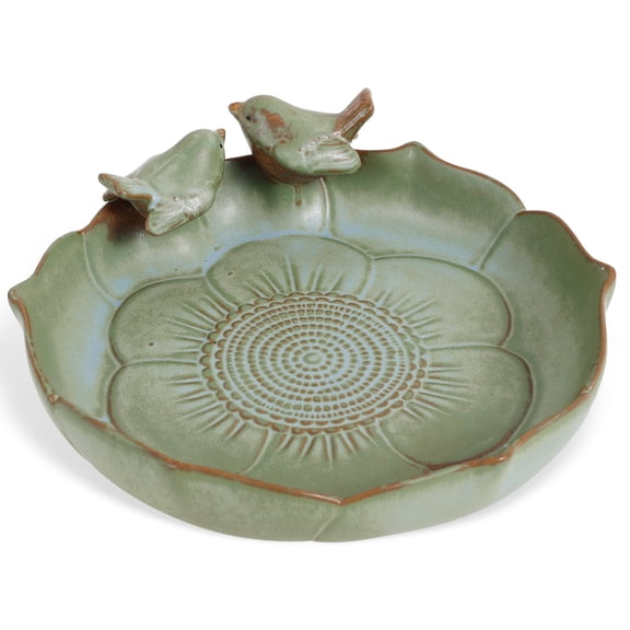 FUYGRCJ Ceramic Bird Bath for Outside Weather Resistant Bird Bath Bowl Only Vintage Birdbath for Outdoors Garden Tabletop Deck Balcony and Lawn