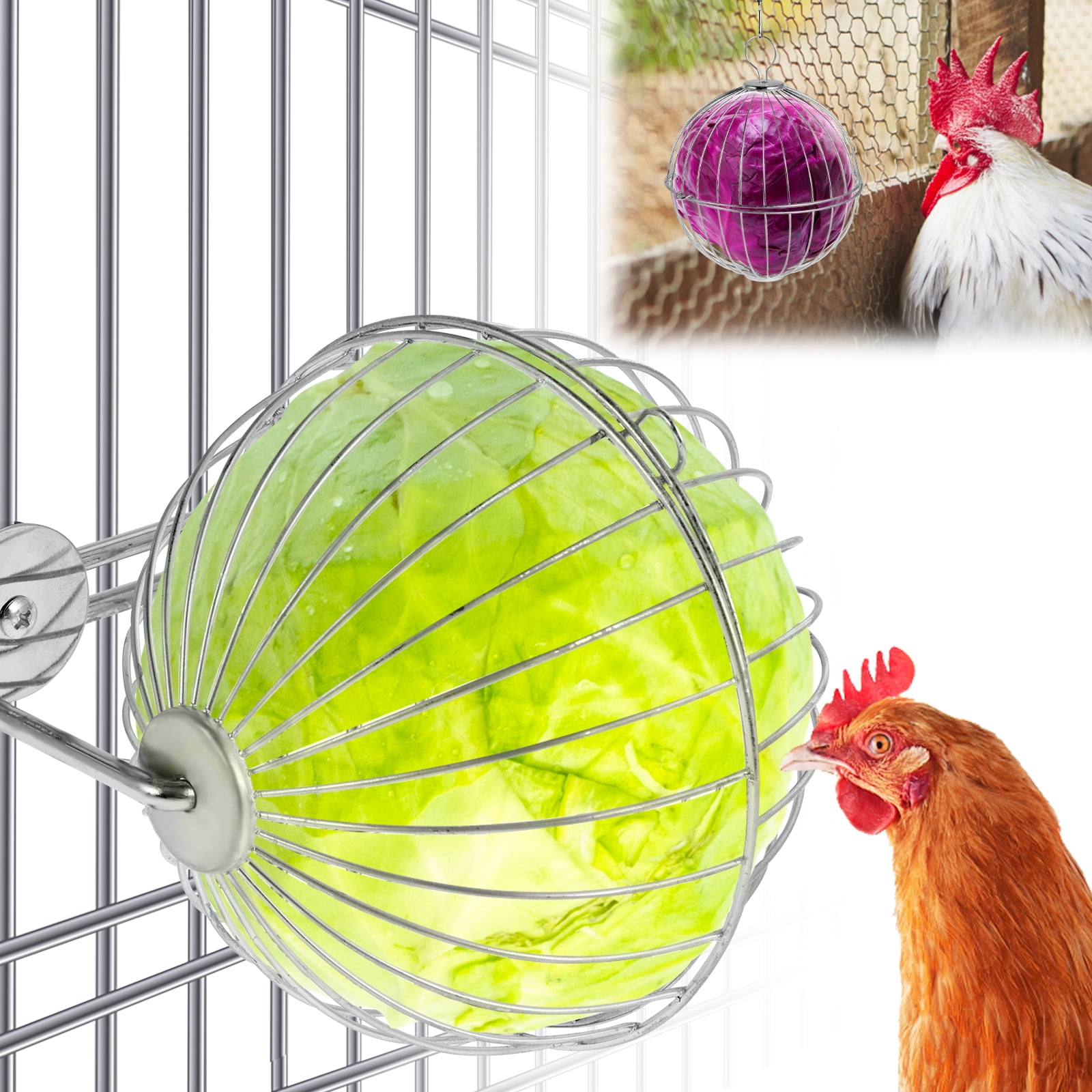 Grusce Chicken Vegetable Hanging Feeder Stainless Steel Poultry Feeder