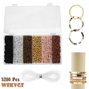 5200 Pcs Brown Clay Beads for Bracelets Making, 6mm Polymer Heishi Beads Bracelet Making Kit with String, Flat Round DIY Crafts for Girls