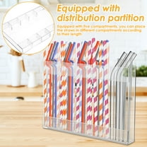 Grusce Compartmental Tumbler Straw Organizer, Acrylic Straw Holder with Sticker for Kitchen Counter Cabinet