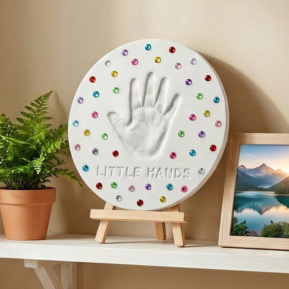 Grusce DIY Stepping Stone Mold Kit Handprint Stepping Stone DIY Craft Kit Include Letter Number Stamp Gloves Spatula for Garden Yard Decor