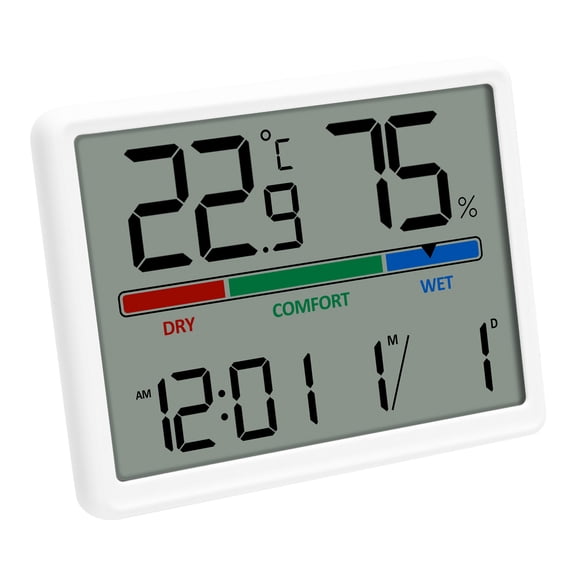 Grusce Digital Hygrometer, Indoor Thermometer Clock with Temp and Humidity, Accurate Room Temp Gauge with Comfort Indicator for Bedroom Baby Room Office