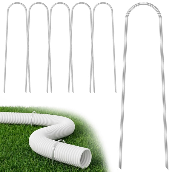 Grusce Downspout Extension Anchor Stake, 6 Pack U Shape Downspout Bracket Metal Ground Stake, Fit 4" Round Gutter Drain Pipe Extension, No Drill Gutter Drain Pipe Holder