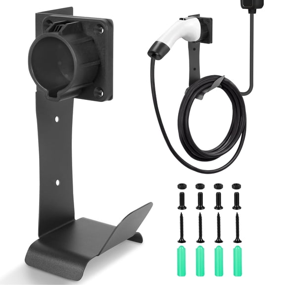 NUAHRHY EV Charger Holder Cable Organizer Wall Mounted Electric Car Charger Cord Holder No Cable Cutting for Garage Outdoor