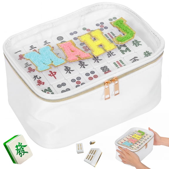 Grusce Empty Mahjong Tiles Bag with Zipper, Stylish Storage Bag Waterproof and Multipurpose Case for Mahjong Tiles Accessories and Present(Case Only)