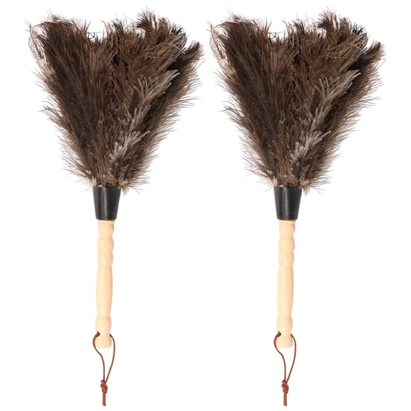 Grusce Feather Duster with Wood Handle, Multipurpose Reusable Feather Cleaning Brush Tool for Antique Maintenance Car Interior Dusting