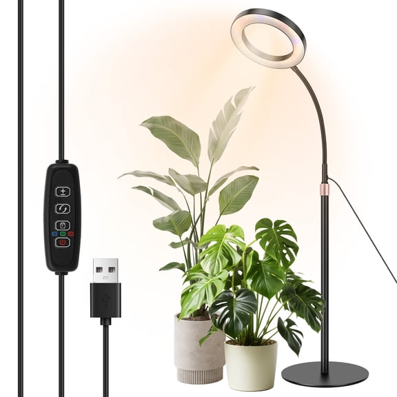 Grusce Grow Light for Indoor Planting, 72 LED Height Adjustable 1.70m Full Spectrum Plant Lamp with 360° Gooseneck, 3/9/12H Timer, 3 Mode and 10 Dimmable Level Floor Standing Plant Lights