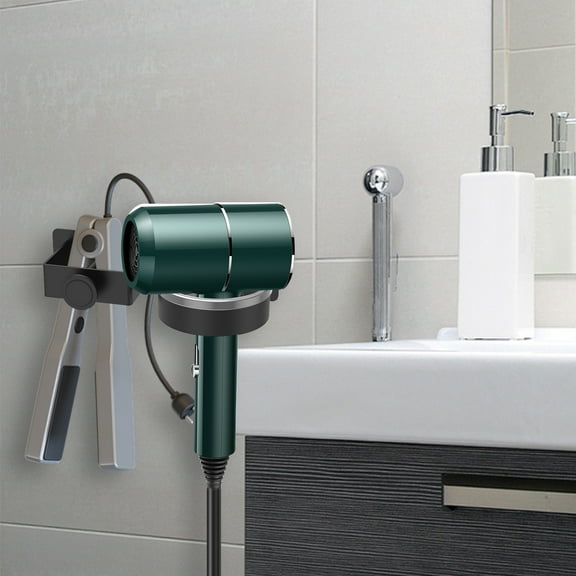 Grusce Hair Dryer Holder Wall Mounted Hair Straightener Holder Rustproof Hair Tool Organizer Adhesive Hair Dryer Hanger Space Saving Curling Iron Holder Hair Dryer Rack for Bathroom Home