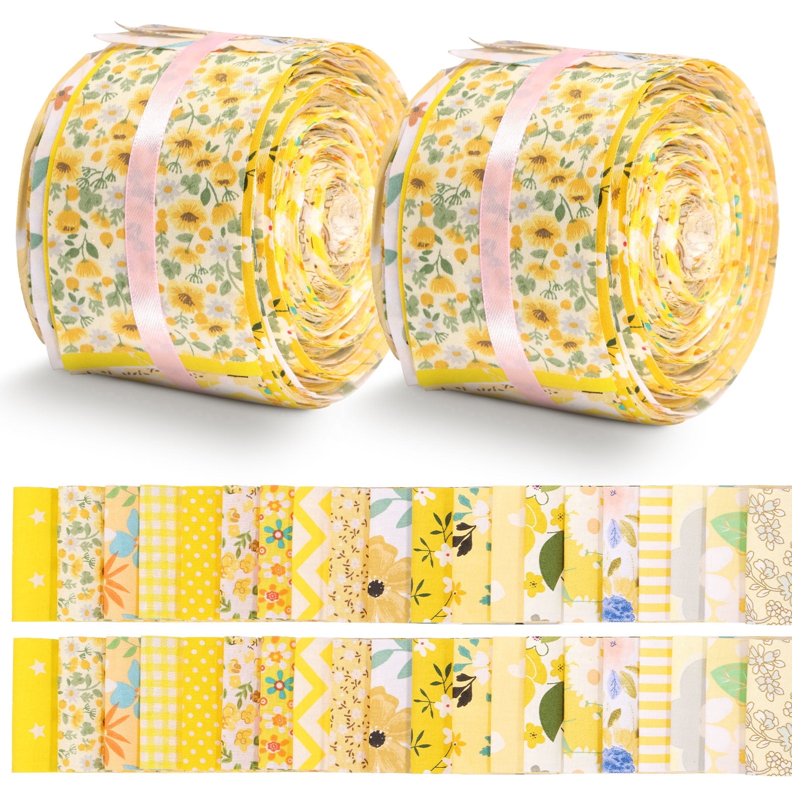 NUAHRHY Jelly Roll Fabric 20 Assorted Floral Prints 80 Pieces Cotton Jelly Roll Fabric Strip 2.6 x 39.3 Inches for Quilting and Sewing
